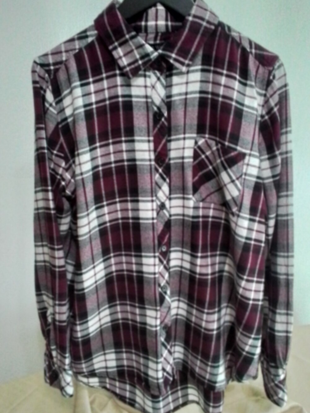 Well Worn Men's Burgundy and White Plaid Button-Down Shirt